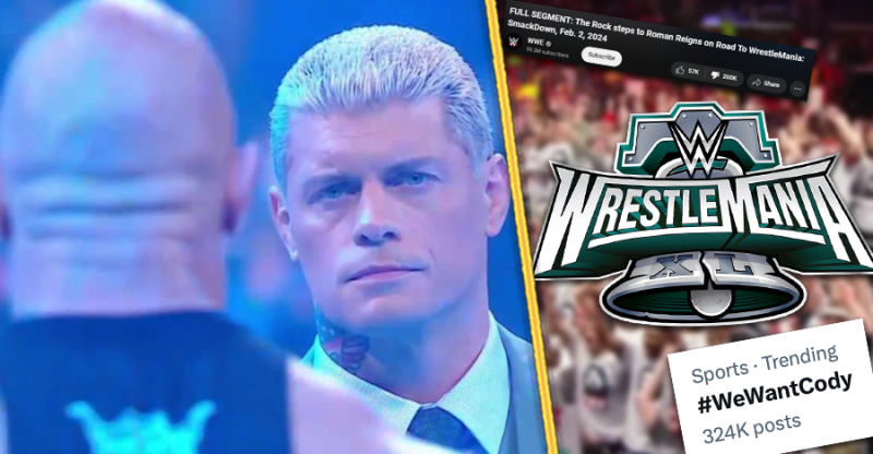   wwe-رسلمينيا-40-ذا-روك-كودي-رودس-رومان رينز